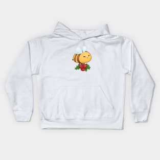 Hap Bee Holiday Cute Bee Carrying Christmas Berry Kids Hoodie